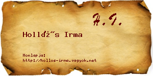 Hollós Irma névjegykártya